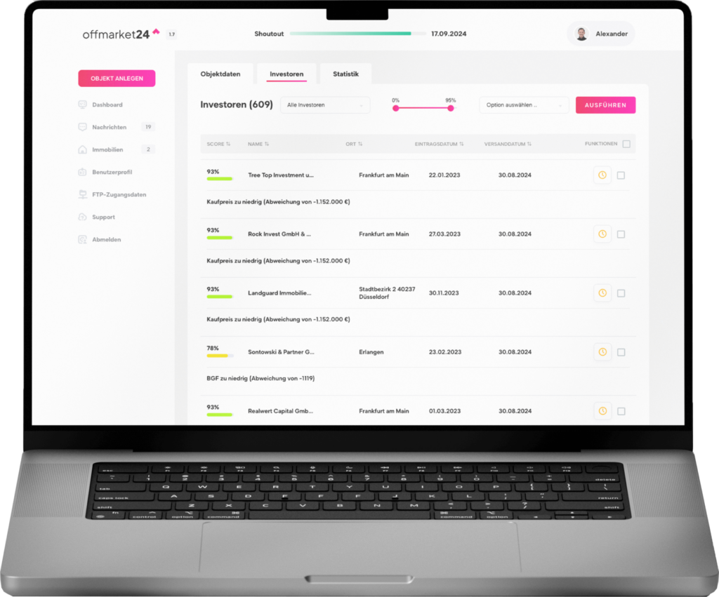 OFFMARKET24 Dashboard